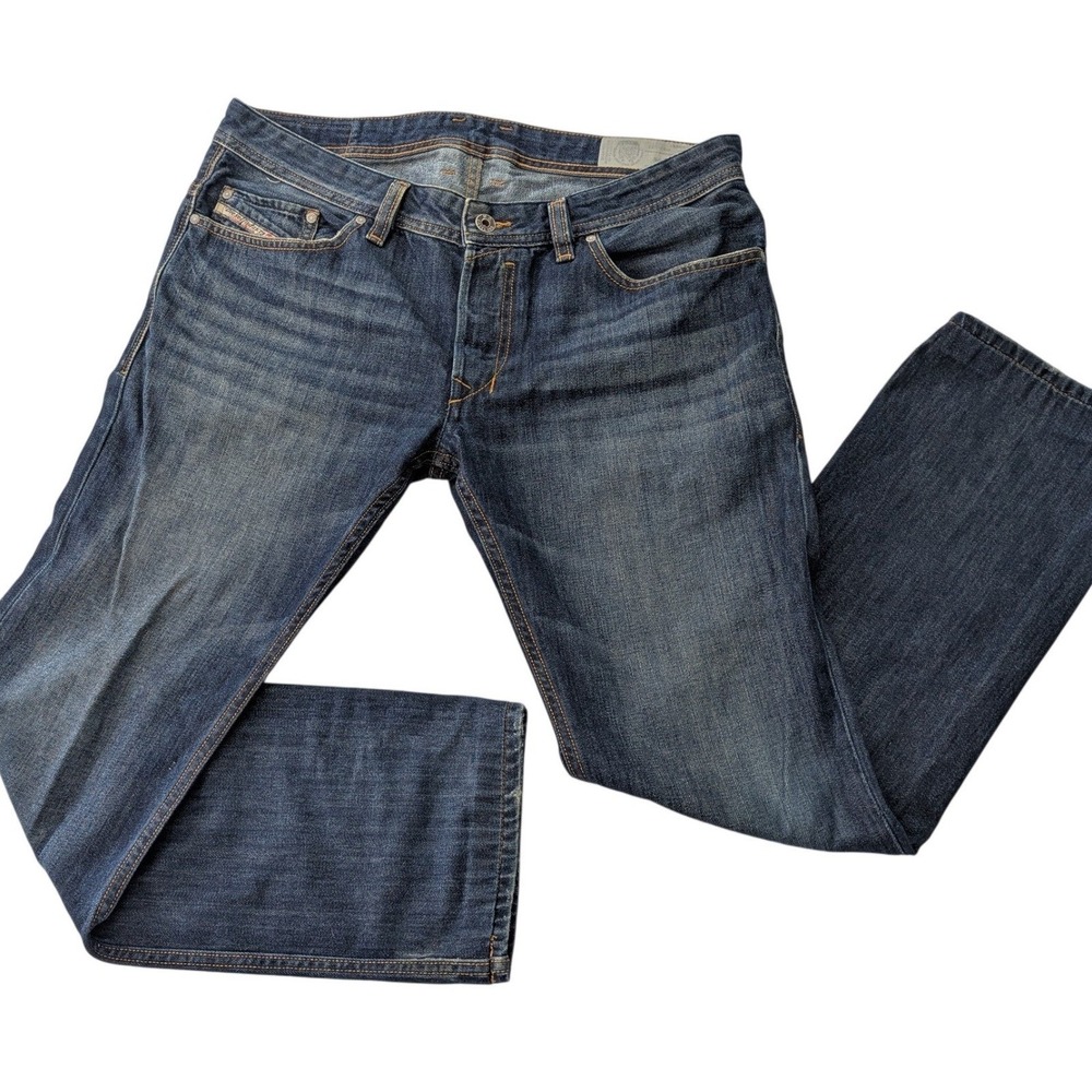 Diesel Safado Regular Slim Straight Jeans Men's 33x30 Medium Wash Button Fly
